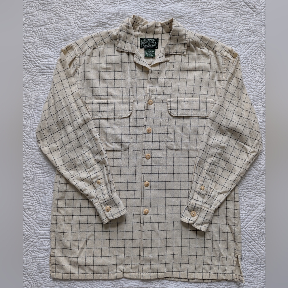 Vintage Ralph Lauren Country Label, Cream and Black Grid Shirt